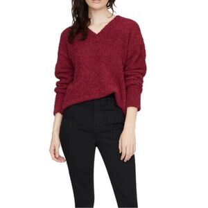 Sanctuary V-Neck Teddy Sweater In Burgundy
